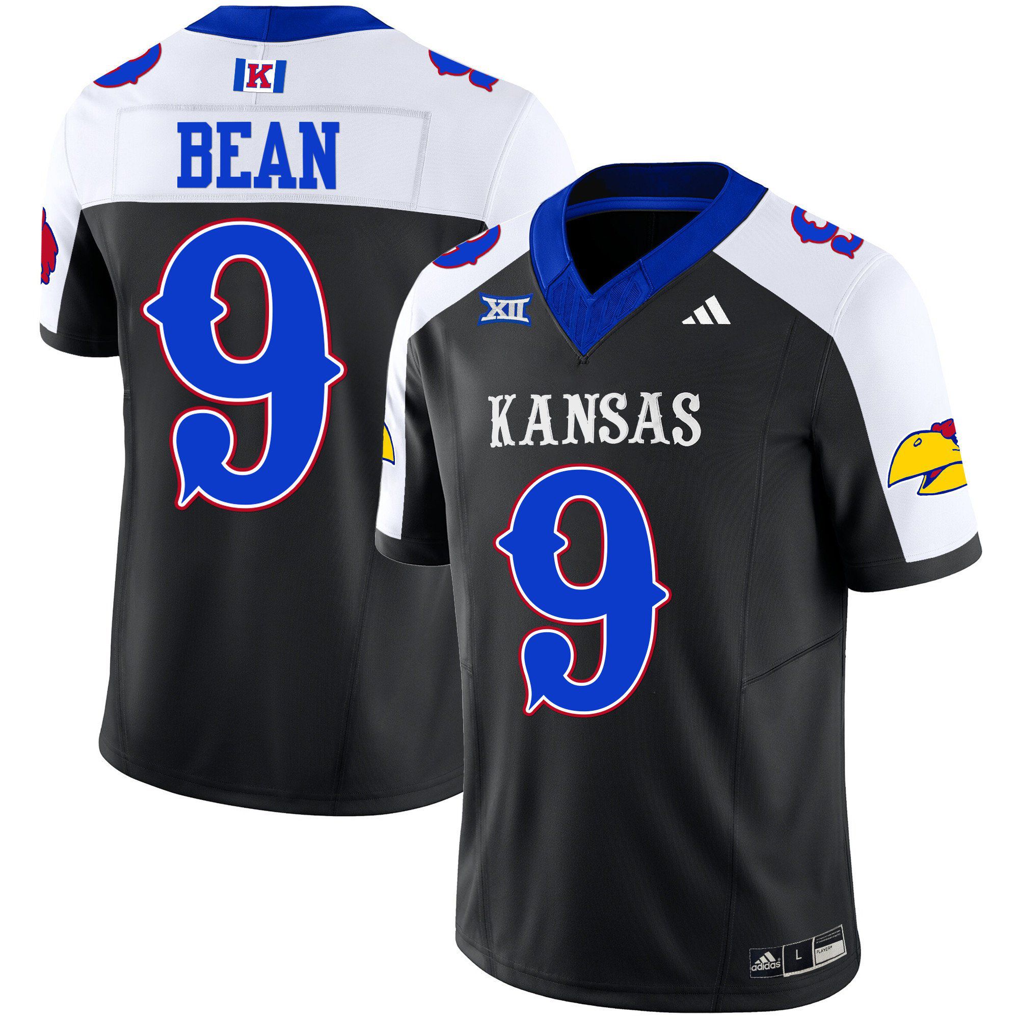 Men Kansas Jayhawks 9 Bean Black 2024 Blackhawk Vapor Limited NCAA Jersey style 1